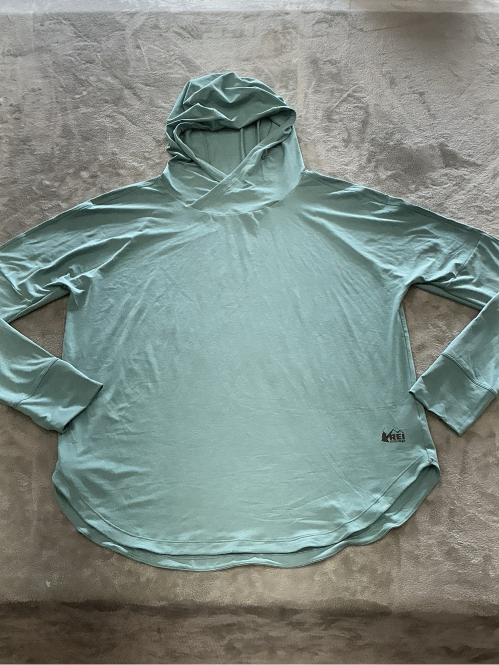 REI coop Sahara sun shade Hoodie Womens XL Teal Heather UPF 50+ moisture wicking